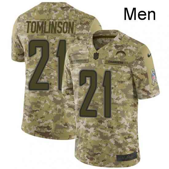 Men Nike Los Angeles Chargers 21 LaDainian Tomlinson Limited Camo 2018 Salute to Service NFL Jersey